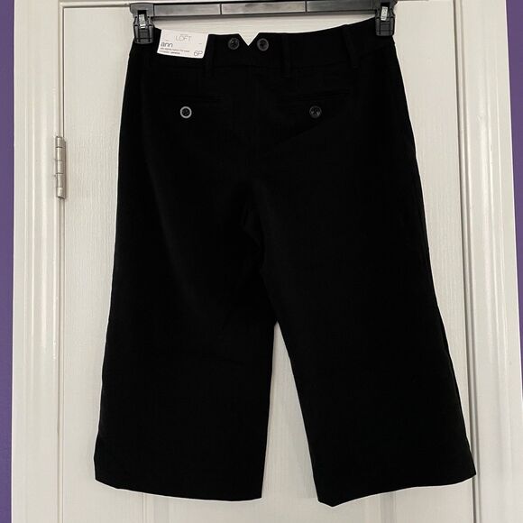ANN TAYLOR Loft ANN Cropped Capri Black Pants Button Detail Size 6P Petite NWT - Picture 12 of 12